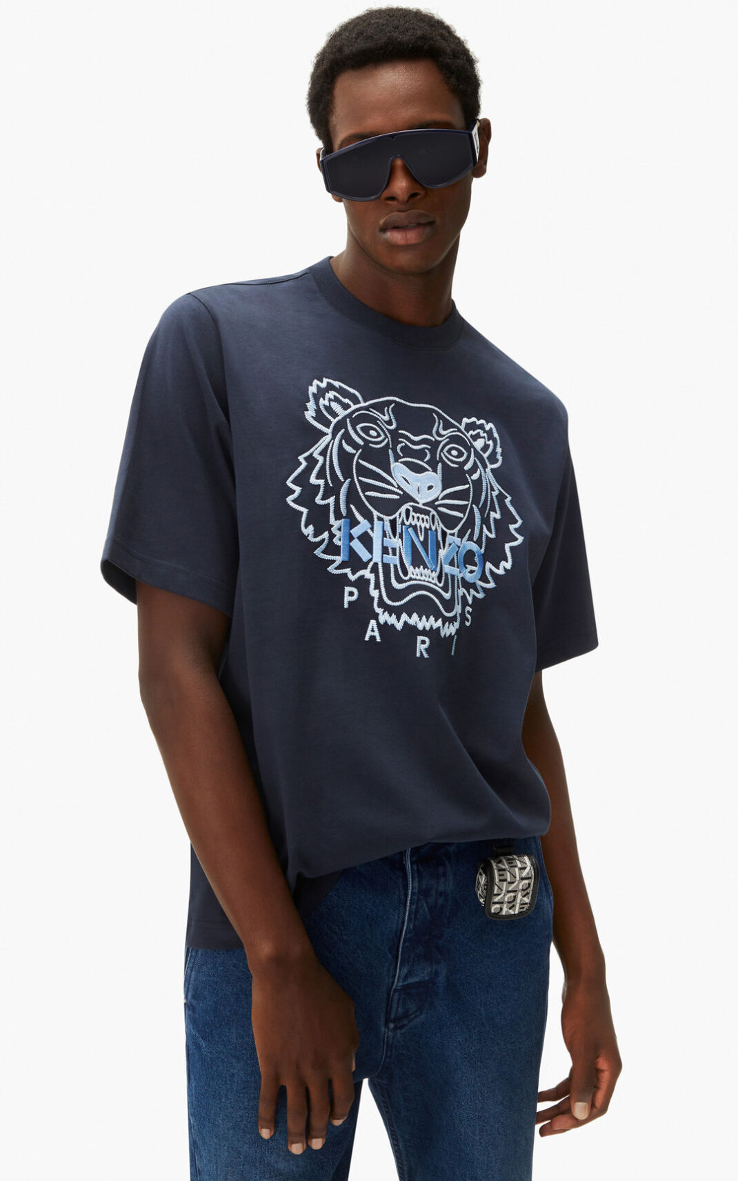 Camisetas Kenzo Loose fitting Tiger Hombre Azules Negras EAC942361